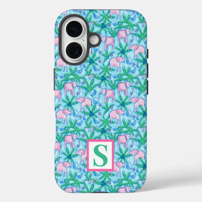 Coques Case-Mate iPhone Monogramme tropique de l'éléphant de Preppy (Verso)