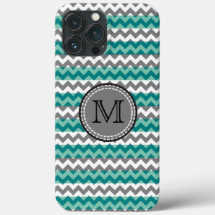 Case-Mate iPhone Case Monogramme Turquoise et Grey Chevron Zigzag