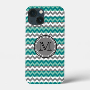 Case-Mate iPhone Case Monogramme Turquoise et Grey Chevron Zigzag