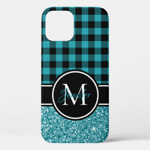 Case-Mate iPhone Case Monogramme Turquoise et noir de Parties scintillan