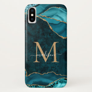 Case-Mate iPhone Case Monogramme Turquoise Green Gold Parties scintillan