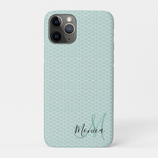 Coques Case-Mate iPhone Monogramme Turquoise Honeypeb (Dos)