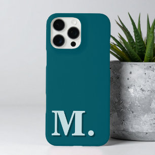 Coques iPhone 16 Pro Max Monogramme Turquoise minimaliste