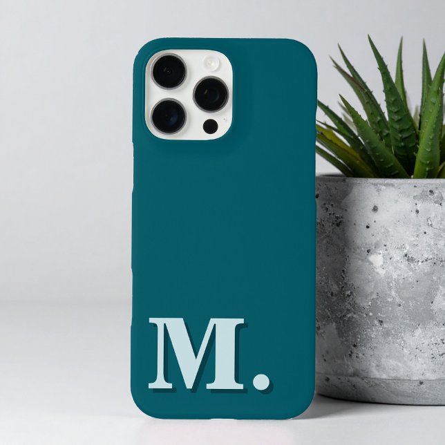Coques Case-Mate iPhone Monogramme Turquoise minimaliste (Créateur téléchargé)