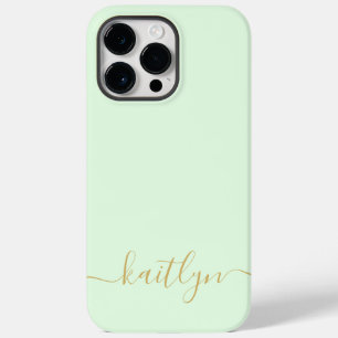 Coque Pour Pour iPhone 14 Pro Max Monogramme Vert Féminin Écriture Moderne Personnal