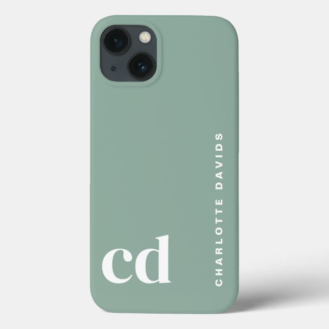 Coques Case-Mate iPhone Monogramme vert mignon (Verso)