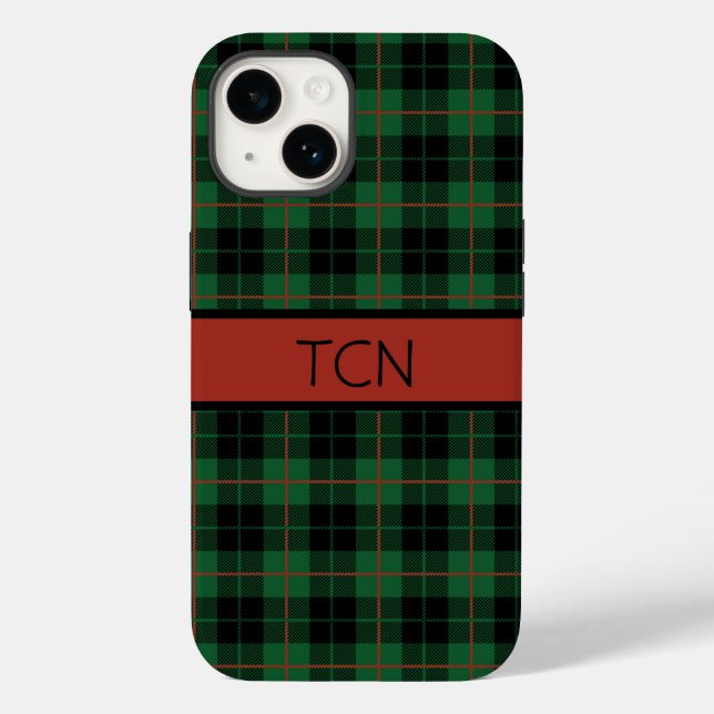 Coques Case-Mate iPhone Monogramme vert noir rouge Tartan Plaid (Verso)