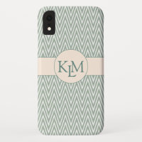 Monogramme vert olive avec Motif Chevron