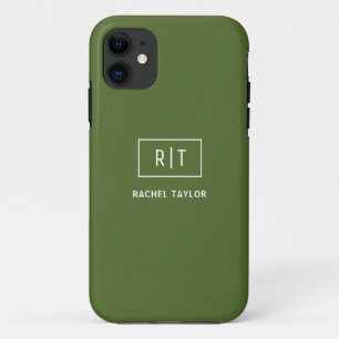 Case-Mate iPhone Case Monogramme vert olive foncé moderne