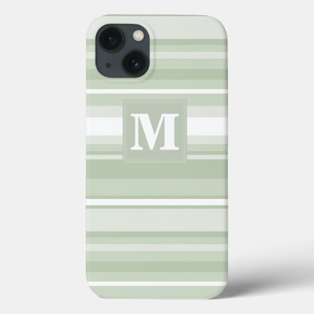 Coques Case-Mate iPhone Monogramme vert pâle rayures Coque-coque iphone Ma (Verso)