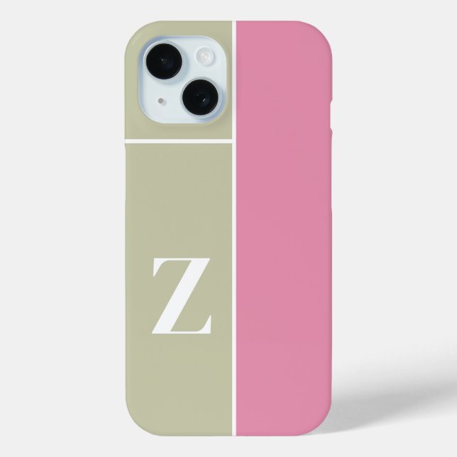 Coques Case-Mate iPhone Monogramme vert rose moderne (Verso)