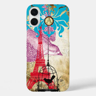 Coques iPhone 16 Plus Monogramme Vintage Bird Effiel Tower Damask iPhone