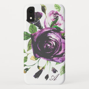 Case-Mate iPhone Case Monogramme vintage pourpre déprimé de fleur