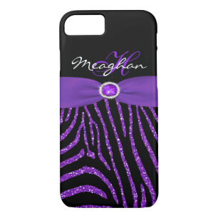 Etui iPhone Case-Mate Monogramme violet, Parties scintillant noire Zebra