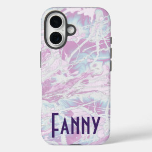 Coques iPhone 16 monogramme violet rétro texte personnalisé