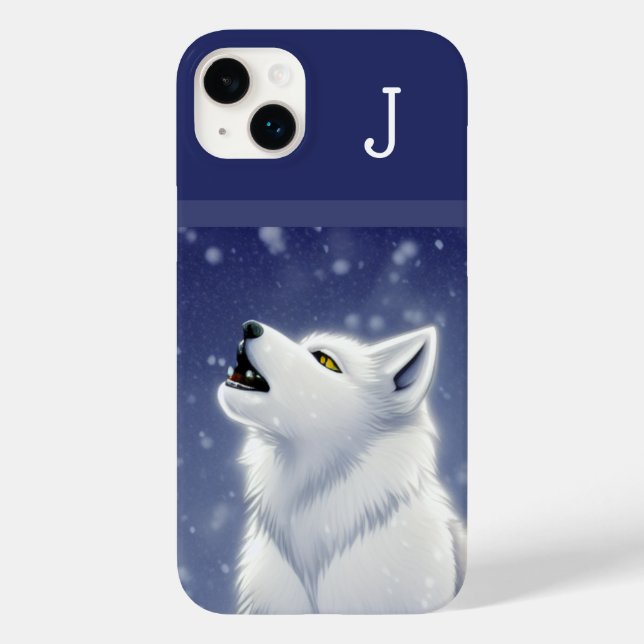 Coques Case-Mate iPhone Monogramme White Wolf Howling (Verso)
