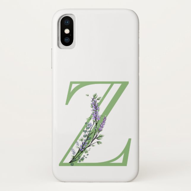 Coques Case-Mate iPhone Monogramme Z Lavande Eucalyptus (Dos)