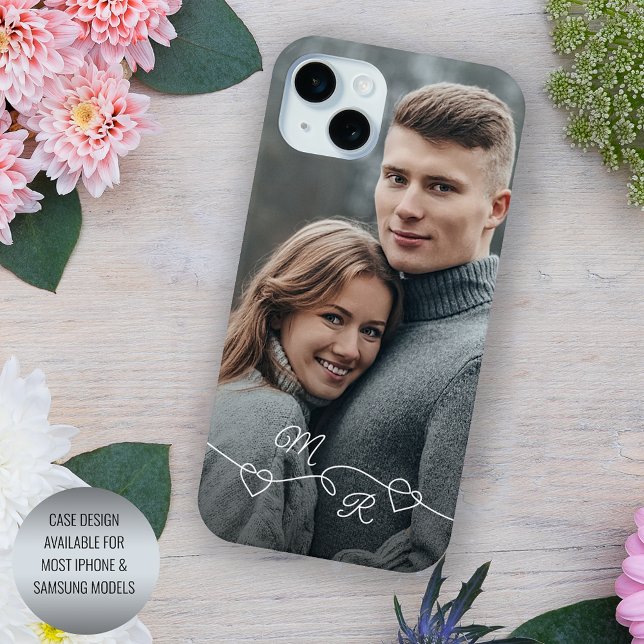 Coques Case-Mate iPhone Monogrammes Personnalisés et Cœurs d'Amour (Créateur téléchargé)