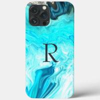 Monogrammes Turquoises Motifs blancs Agate Artstic