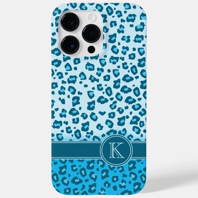 Coques Case-Mate iPhone Monographie bleu poster de animal léopard (Verso)
