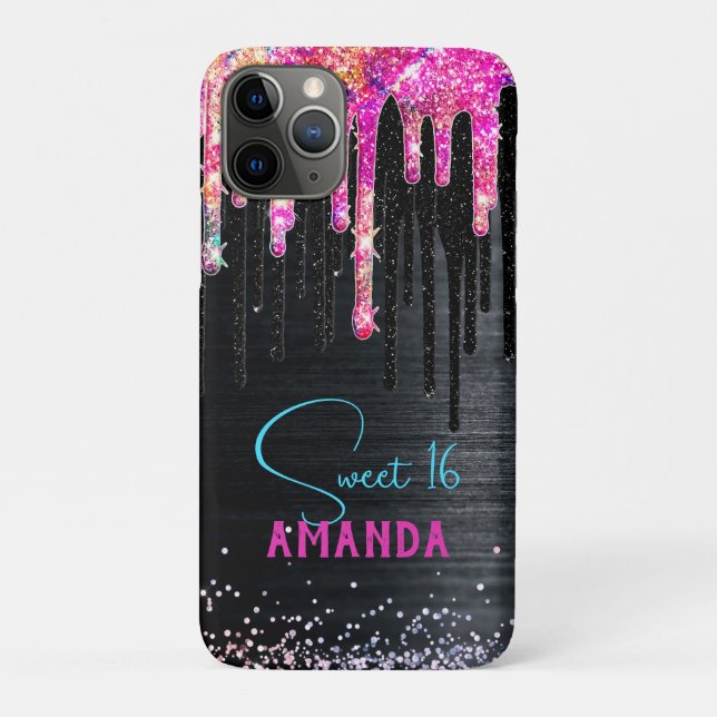 Coques Case-Mate iPhone Monographie d'anniversaire de parties scintillant  (Dos)