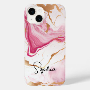 Coque Pour iPhone 14 Monographie d'art en marbre rose pâle rose