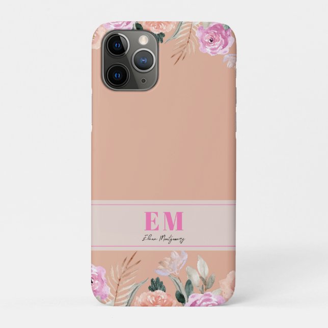 Coques Case-Mate iPhone Monographie florale Rose poussiéreuse (Dos)