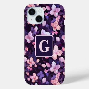 Coque Pour iPhone 15 Monographie personnalisée des fleurs de cerisiers 