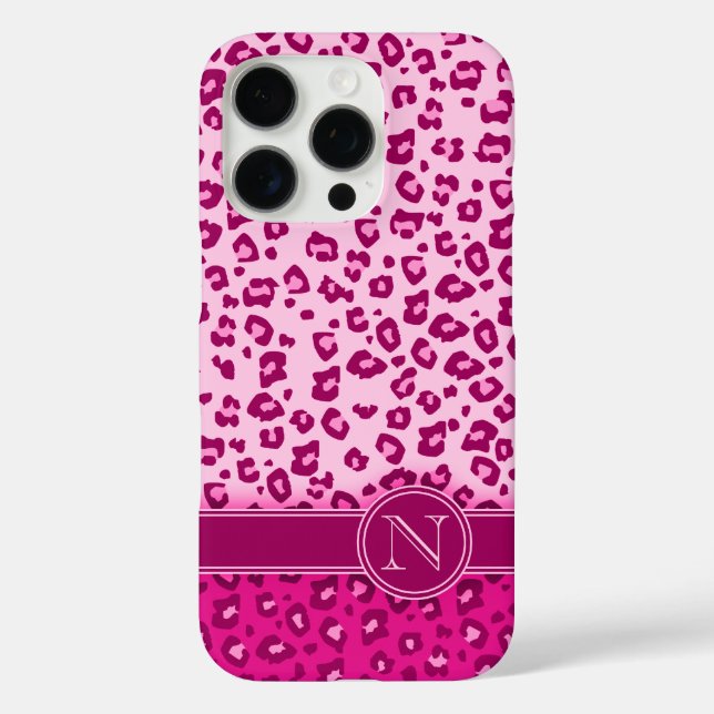 Coques Case-Mate iPhone Monographie poster de animal léopard rose (Verso)