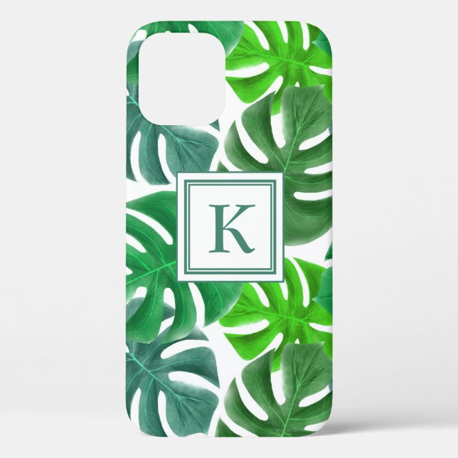 Coques Case-Mate iPhone Monstera Deliciosa Feuille Motif Monogramme (Verso)