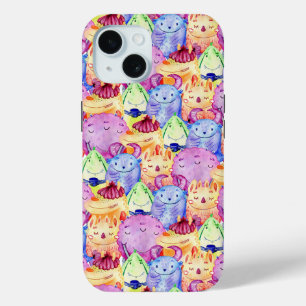 Coque Pour iPhone 15 Monstres aquarelles mignons