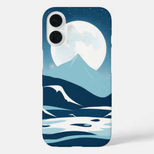 Coques iPhone 16 Monts Lune : Un paysage nocturne serein