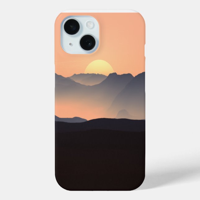 Coques Case-Mate iPhone Monts Misty au coucher du soleil (Verso)
