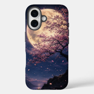 Coques iPhone 16 Moon Blossom - 幻想月夜の桜シルエット