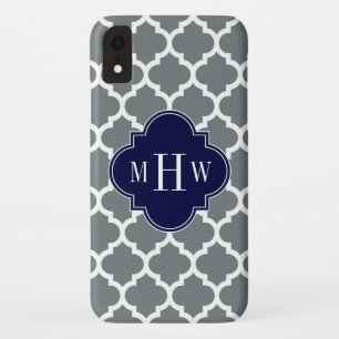 Coques Pour iPhone Moroccan Charcoal White #5 Navy 3 Monogram initial