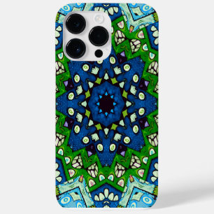 Coque Pour Pour iPhone 14 Pro Max Mosaic bleu vert Hippie Boho Mandala