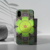 Mosaic Kaleidoscope Fleur vert pourpre et jaune
