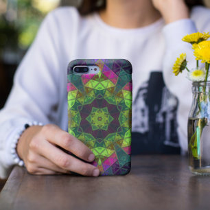 Case-Mate iPhone Case Mosaic Kaleidoscope Fleur vert rose et pourpre