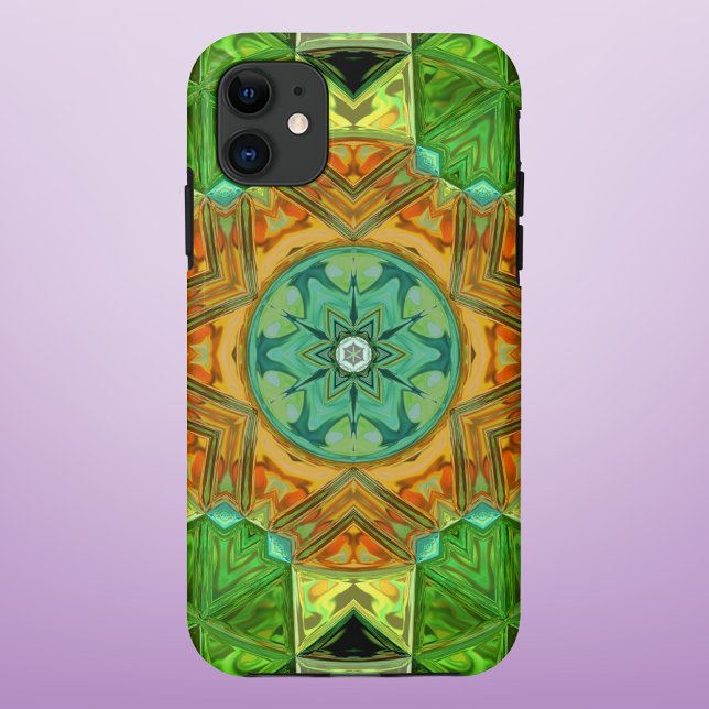 Coques Case-Mate iPhone Mosaic Mandala Orange et vert (Créateur téléchargé)