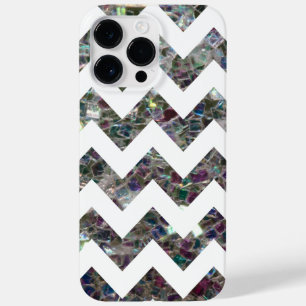 Coque Pour Pour iPhone 14 Pro Max Mosaïque argentée brillante et Chevron blanc