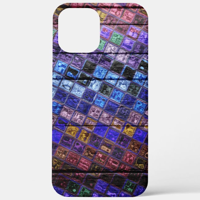 Coques Case-Mate iPhone Mosaïque colorée Motif en bois look (Verso)