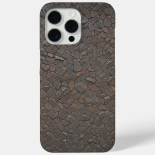 Coque iPhone 15 Pro Max Mosaïque de pierre Brown rustique Texture de roche