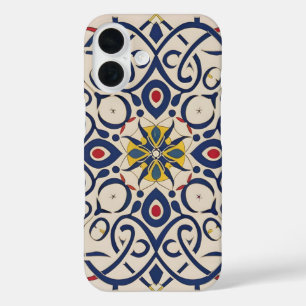 Coques iPhone 16 mosaïque fine, Mandala Motif