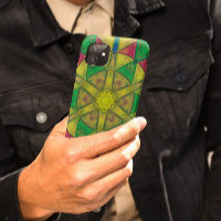 Mosaïque Kaleidoscope Fleur vert Jaune et rouge