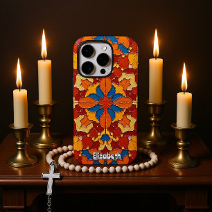 Coques iPhone 16 Pro Mosaïque rouge et jaune Abstrait