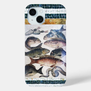 COQUE POUR iPhone 15 MOSAÏQUES ROMAINES ANTIQUES, POISSONS, ESPACE DE V