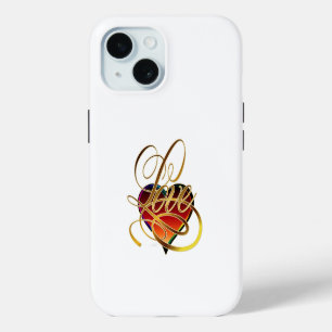 Coque Pour iPhone 15 Mot d'amour et coeur