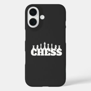 Coques iPhone 16 Mot d'échecs Pièces blanches Stratégie Jeu Élégant