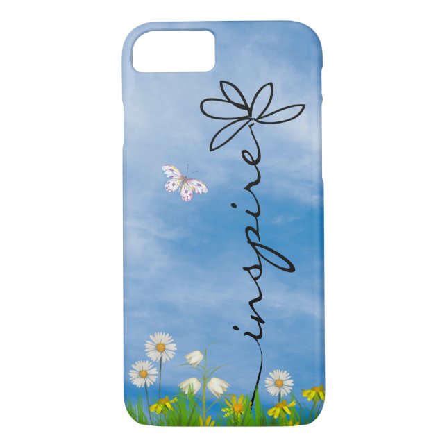 Coques Case-Mate iPhone mot Inspirer dans l'herbe avec des fleurs (Dos)