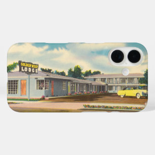Coques iPhone 16 Motel Vintage, hôtel Golden West Lodge avec palmie
